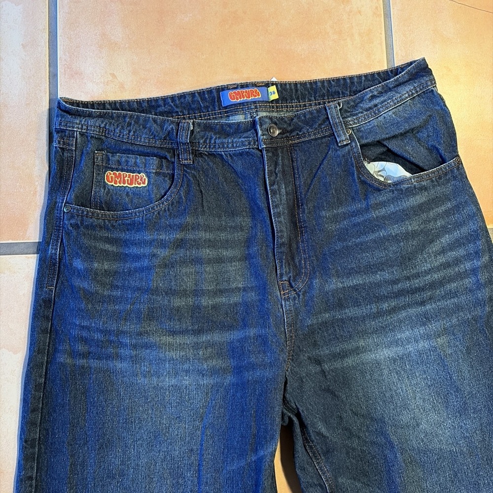 Empyre Vintage Baggy Denim Jeans Graffiti Cat Design Size 38x32 - Picture 4 of 16